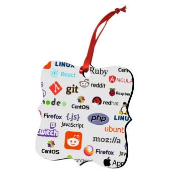 Tech logos, Christmas ornament polygon wooden 7.5cm