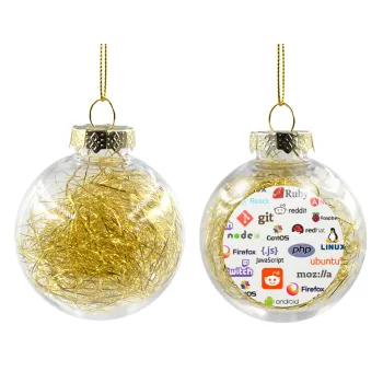 Tech logos, Transparent Christmas tree ball ornament with gold filling 8cm
