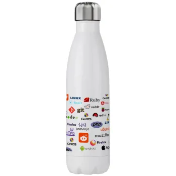 Tech logos, Μεταλλικό παγούρι θερμός (Stainless steel), διπλού τοιχώματος, 750ml