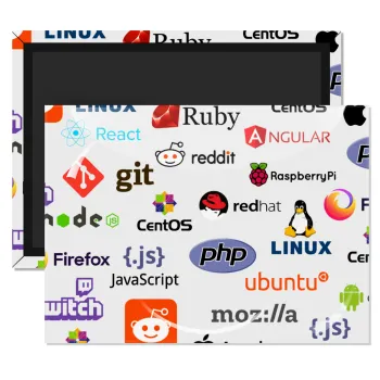 Tech logos, Ορθογώνιο μαγνητάκι ψυγείου διάστασης 9x6cm