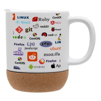 Tech logos, Κούπα, κεραμική με βάση φελού και καπάκι (ΜΑΤ), 330ml