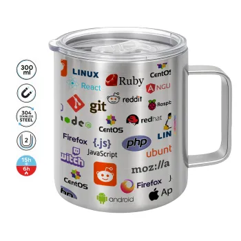 Tech logos, Mug Stainless steel double wall 300ml