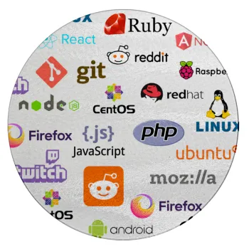 Tech logos, Επιφάνεια κοπής γυάλινη στρογγυλή (30cm)