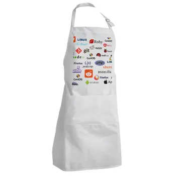 Tech logos, Adult Chef Apron (with sliders and 2 pockets)