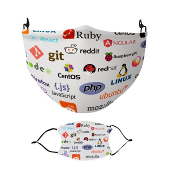 Tech logos, Μάσκα υφασμάτινη Ενηλίκων πολλαπλών στρώσεων με υποδοχή φίλτρου