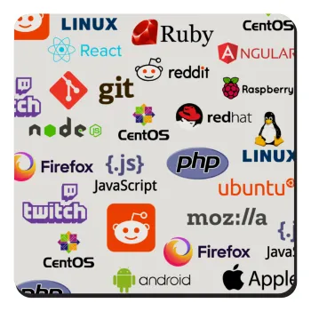 Tech logos, Τετράγωνο μαγνητάκι ξύλινο 9x9cm