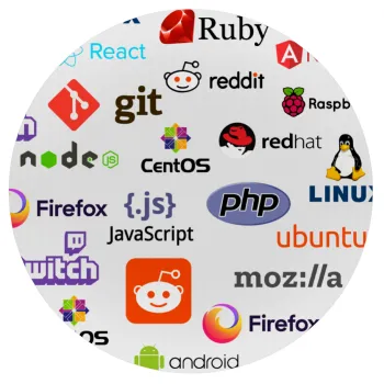 Tech logos, Mousepad Round 20cm