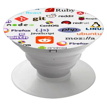 Tech logos, Phone Holders Stand  Λευκό Βάση Στήριξης Κινητού στο Χέρι