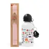 Easter Set, metallic aluminum bottle (500ml) & aromatic flat Easter candle (30cm) (PINK)
