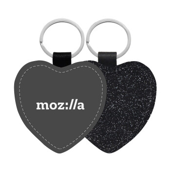 moz:lla, Μπρελόκ PU δερμάτινο glitter καρδιά ΜΑΥΡΟ