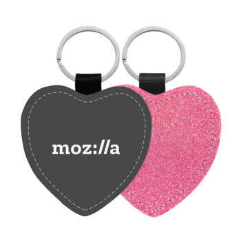 moz:lla, Μπρελόκ PU δερμάτινο glitter καρδιά ΡΟΖ