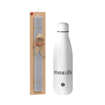 moz:lla, Πασχαλινό Σετ, μεταλλικό παγούρι Inox (700ml) & πασχαλινή λαμπάδα αρωματική πλακέ (30cm) (ΓΚΡΙ)