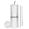 Tumbler stainless steel 600ml, with metal straw & cleaning brush