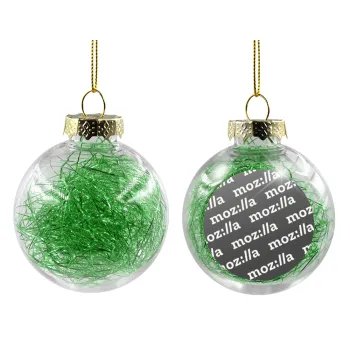 moz:lla, Transparent Christmas tree ball ornament with green filling 8cm