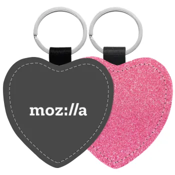 moz:lla, Μπρελόκ PU δερμάτινο glitter καρδιά ΡΟΖ