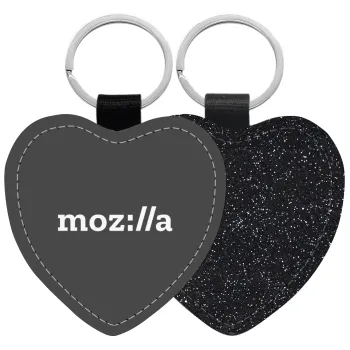 moz:lla, Μπρελόκ PU δερμάτινο glitter καρδιά ΜΑΥΡΟ