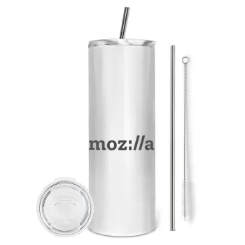 moz:lla, Tumbler ποτήρι θερμό από ανοξείδωτο ατσάλι 600ml, με μεταλλικό καλαμάκι & βούρτσα καθαρισμού