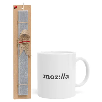 moz:lla, Πασχαλινή Λαμπάδα με Κούπα κεραμική (330ml) & κερί αρωματικό πλακέ (30cm) (ΓΚΡΙ)
