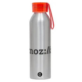 moz:lla, Αλουμινένιο Αθλητικό Μπουκάλι 650ml – Ασημί με Κόκκινο Καπάκι και Λουράκι Σιλικόνης