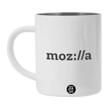 moz:lla, Λευκή Ανοξείδωτη Μεταλλική Κούπα 450ml - Διπλού Τοιχώματος 