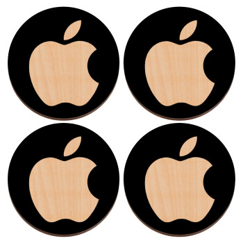 apple, ΣΕΤ x4 Σουβέρ ξύλινα στρογγυλά plywood (9cm)