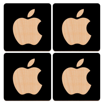 apple, ΣΕΤ x4 Σουβέρ ξύλινα τετράγωνα plywood (9cm)