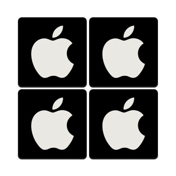 apple, ΣΕΤ 4 Σουβέρ ξύλινα τετράγωνα (9cm)