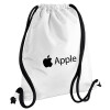 apple, Τσάντα πλάτης πουγκί GYMBAG λευκή, με τσέπη (40x48cm) & χονδρά κορδόνια
