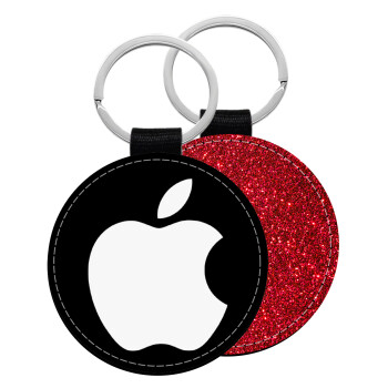 apple, Μπρελόκ Δερματίνη, στρογγυλό ΚΟΚΚΙΝΟ (5cm)