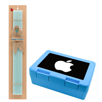 apple, Easter Set, children's snack container BLUE & Easter aromatic flat candle (30cm) (TURQUOISE)