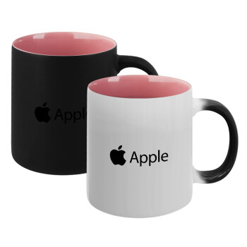 apple, Κούπα Μαγική εσωτερικό ΡΟΖ, κεραμική 330ml που αλλάζει χρώμα με το ζεστό ρόφημα (1 τεμάχιο)