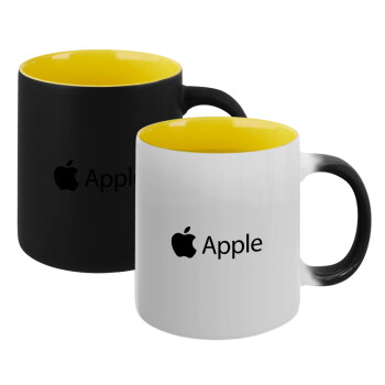 apple, Κούπα Μαγική εσωτερικό κίτρινη, κεραμική 330ml που αλλάζει χρώμα με το ζεστό ρόφημα (1 τεμάχιο)