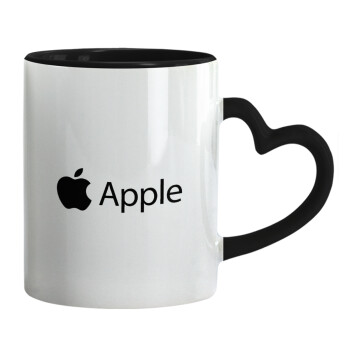 apple, Mug heart black handle, ceramic, 330ml