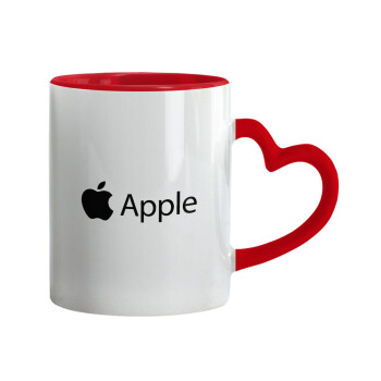 apple, Mug heart red handle, ceramic, 330ml