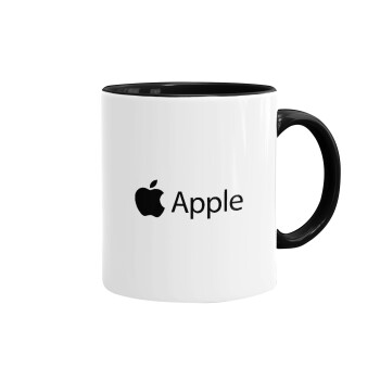 apple, Κούπα χρωματιστή μαύρη, κεραμική, 330ml
