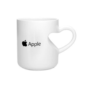 apple, Κούπα καρδιά λευκή, κεραμική, 330ml