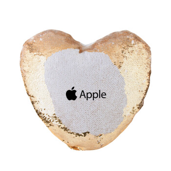 apple, Μαξιλάρι καναπέ καρδιά Μαγικό Χρυσό με πούλιες 40x40cm περιέχεται το  γέμισμα