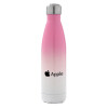Metal mug thermos Pink/White (Stainless steel), double wall, 500ml