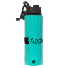 Metallic water bottle with safety lid, 850ml aluminum