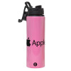 Metallic water bottle with safety lid, 850ml aluminum
