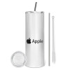 Tumbler stainless steel 600ml, with metal straw & cleaning brush