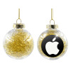 Transparent Christmas tree ball ornament with gold filling 8cm