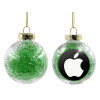 Transparent Christmas tree ball ornament with green filling 8cm