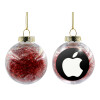 Transparent Christmas tree ball ornament with red filling 8cm