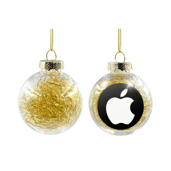apple, Transparent Christmas tree ball ornament with gold filling 8cm