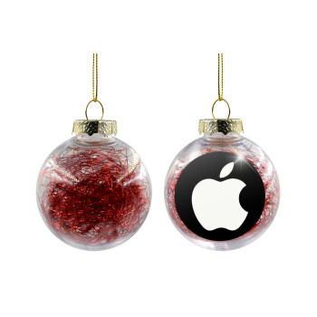 apple, Transparent Christmas tree ball ornament with red filling 8cm