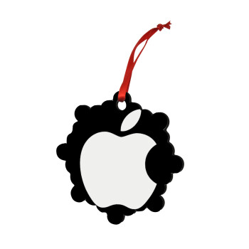 apple, Christmas ornament snowflake wooden 7.5cm