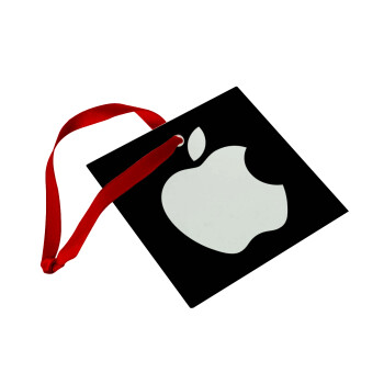 apple, Χριστουγεννιάτικο στολίδι γυάλινο τετράγωνο 9x9cm