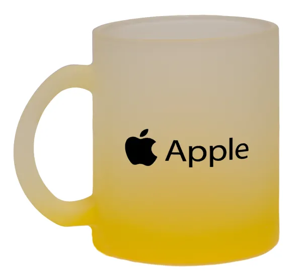 apple — Κούπα γυάλινη δίχρωμη με βάση το κίτρινο ματ, 330ml
