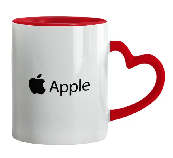 apple — Mug heart red handle, ceramic, 330ml